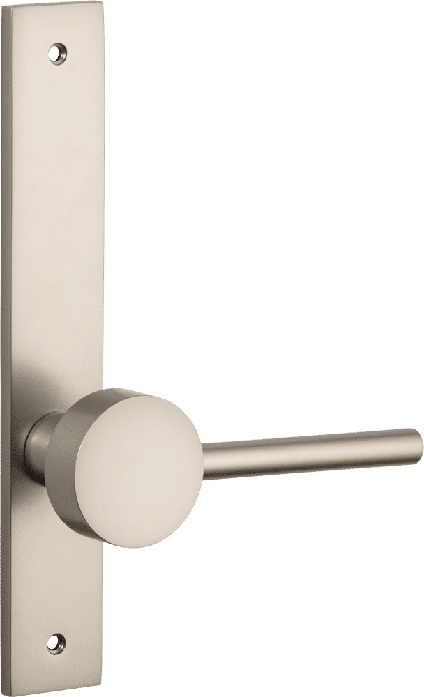 Geppetto Door Lever – Rectangular Backplate – Smooth Nickel – 14908LL