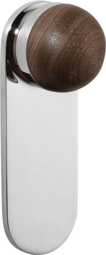 H02 Knob – Oval Backplate – American Walnut/Polished Chrome – 30231