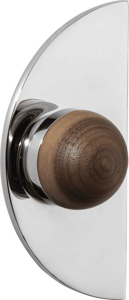 H03 Knob on Backplate Half Moon – American Walnut/Polished Chrome – 30241