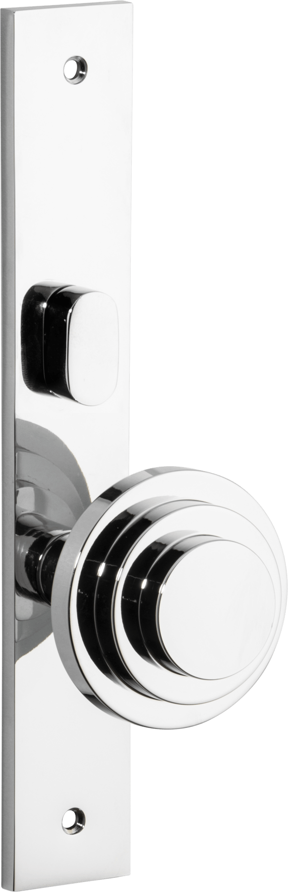 Zzzigurat Door Knob – Rectangular Backplate – Polished Chrome – 11884KLP62