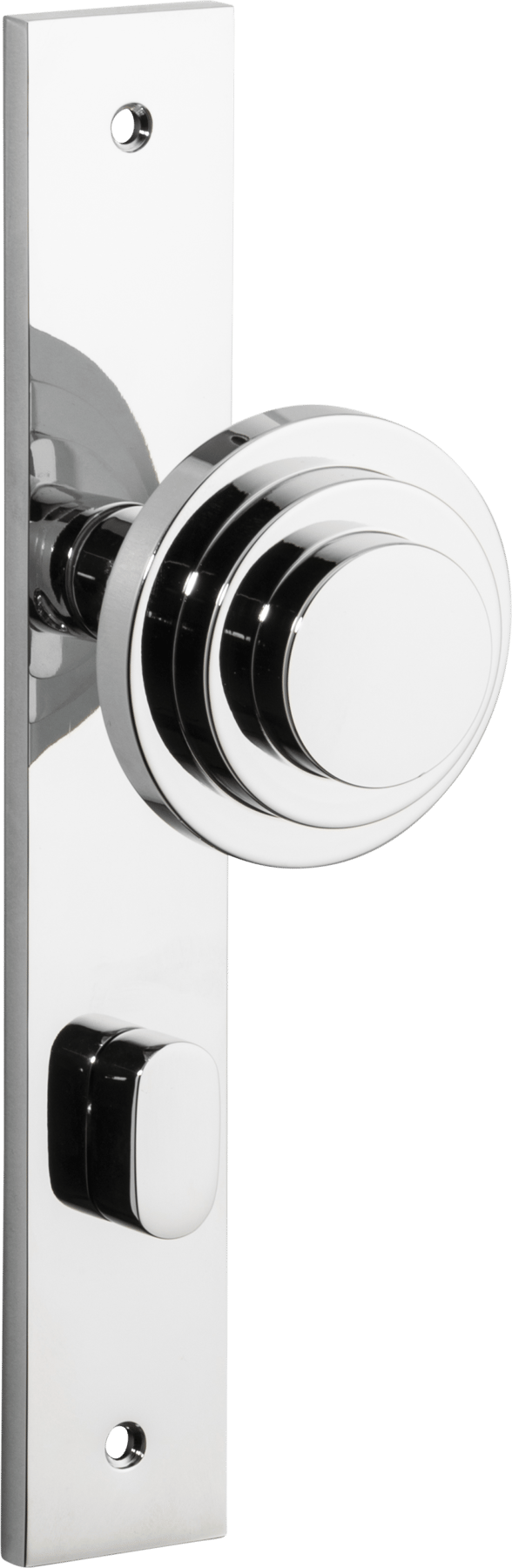 Zzzigurat Door Knob – Rectangular Backplate – Polished Chrome – 11884P85