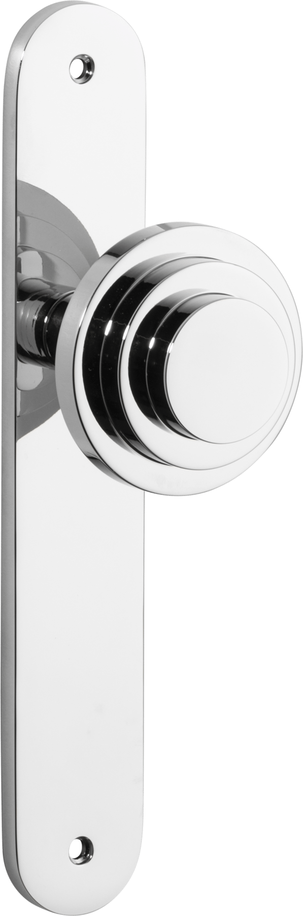 Zzzigurat Door Knob – Oval Backplate – Polished Chrome – 11888