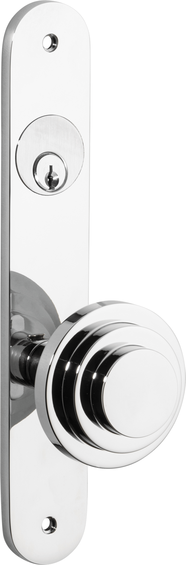 Zzzigurat Door Knob – Oval Backplate – Polished Chrome – 11888KLE92