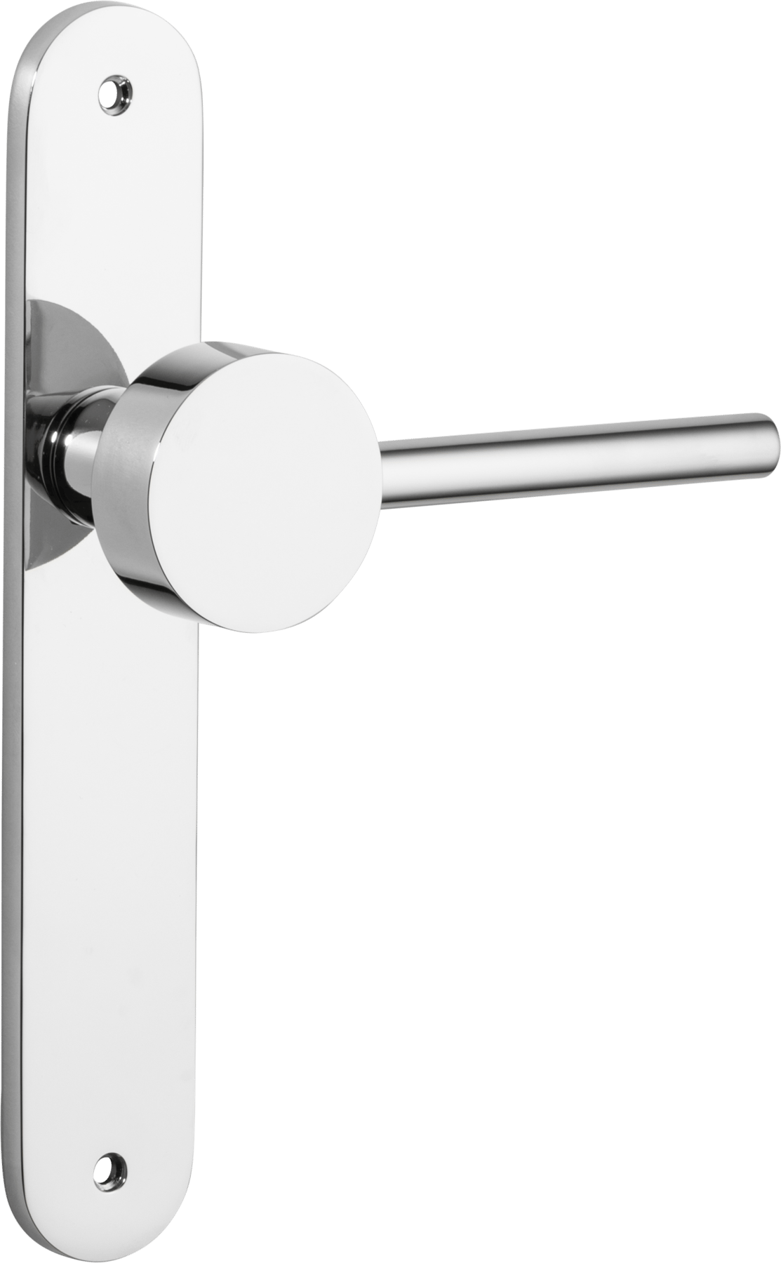 Geppetto Door Lever – Oval Backplate – Polished Chrome – 11912