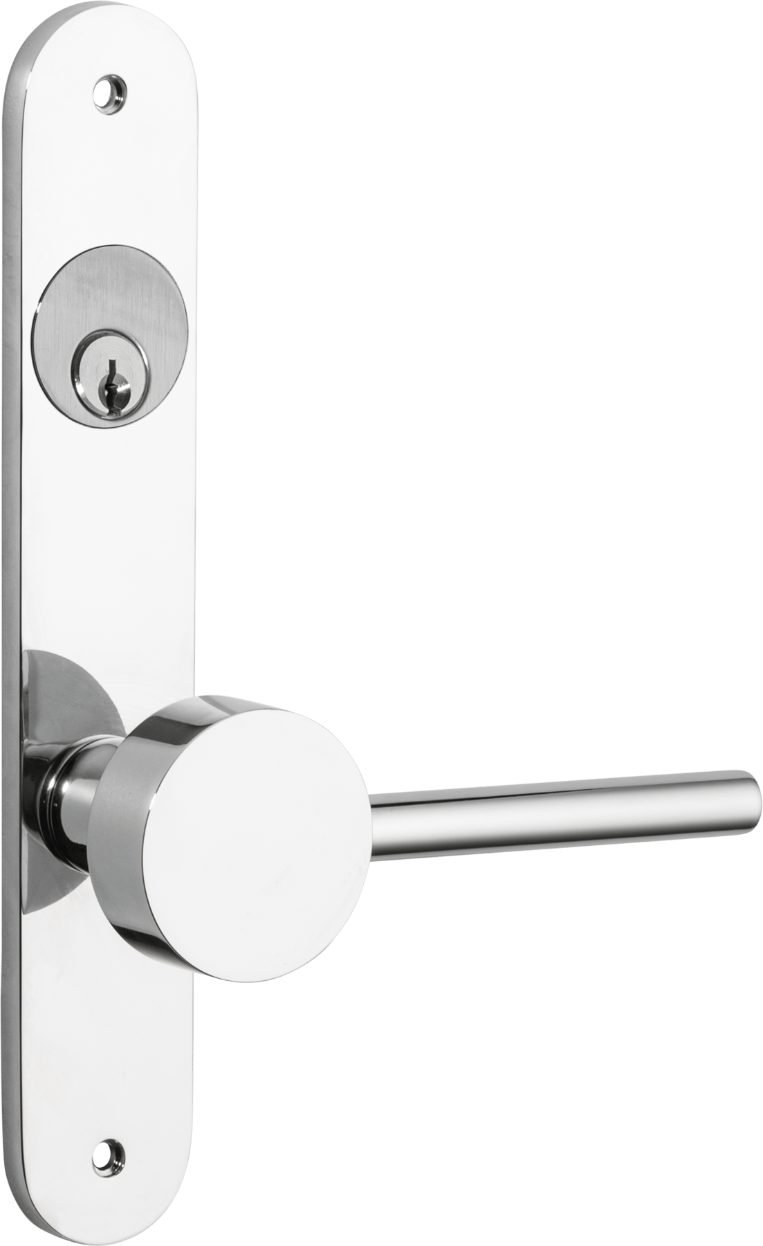 Geppetto Door Lever – Oval Backplate – Polished Chrome – 11912LLE92