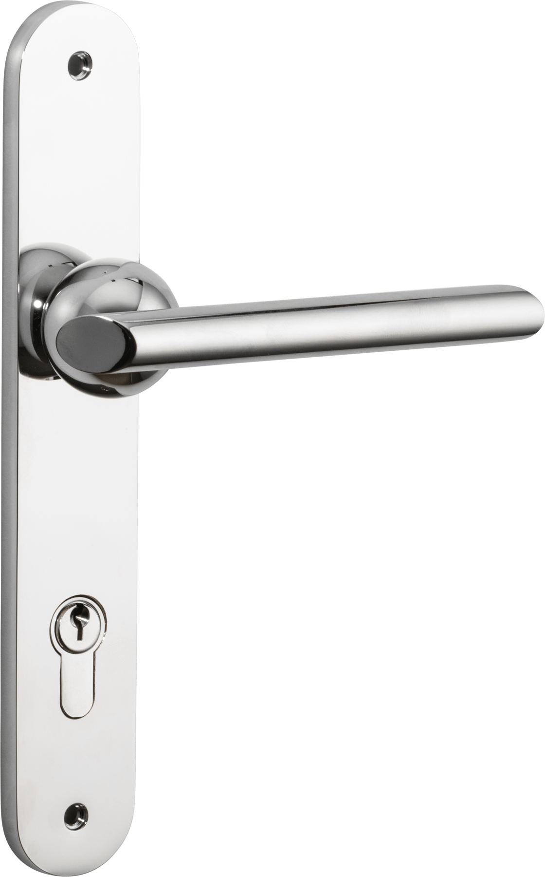 Futurismo Door Lever – Oval Backplate – Polished Chrome – 11936E85