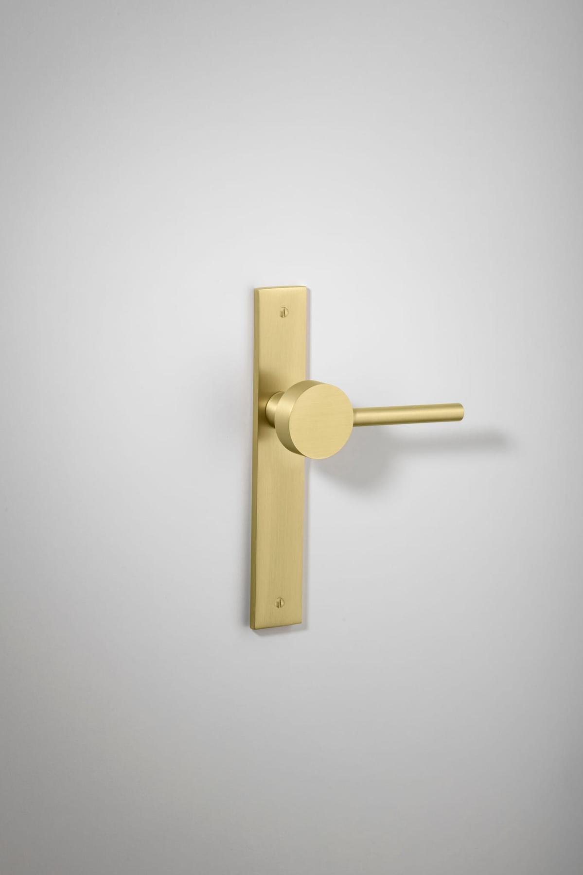 Geppetto Door Lever – Rectangular Backplate – Champagne PVD – 13408