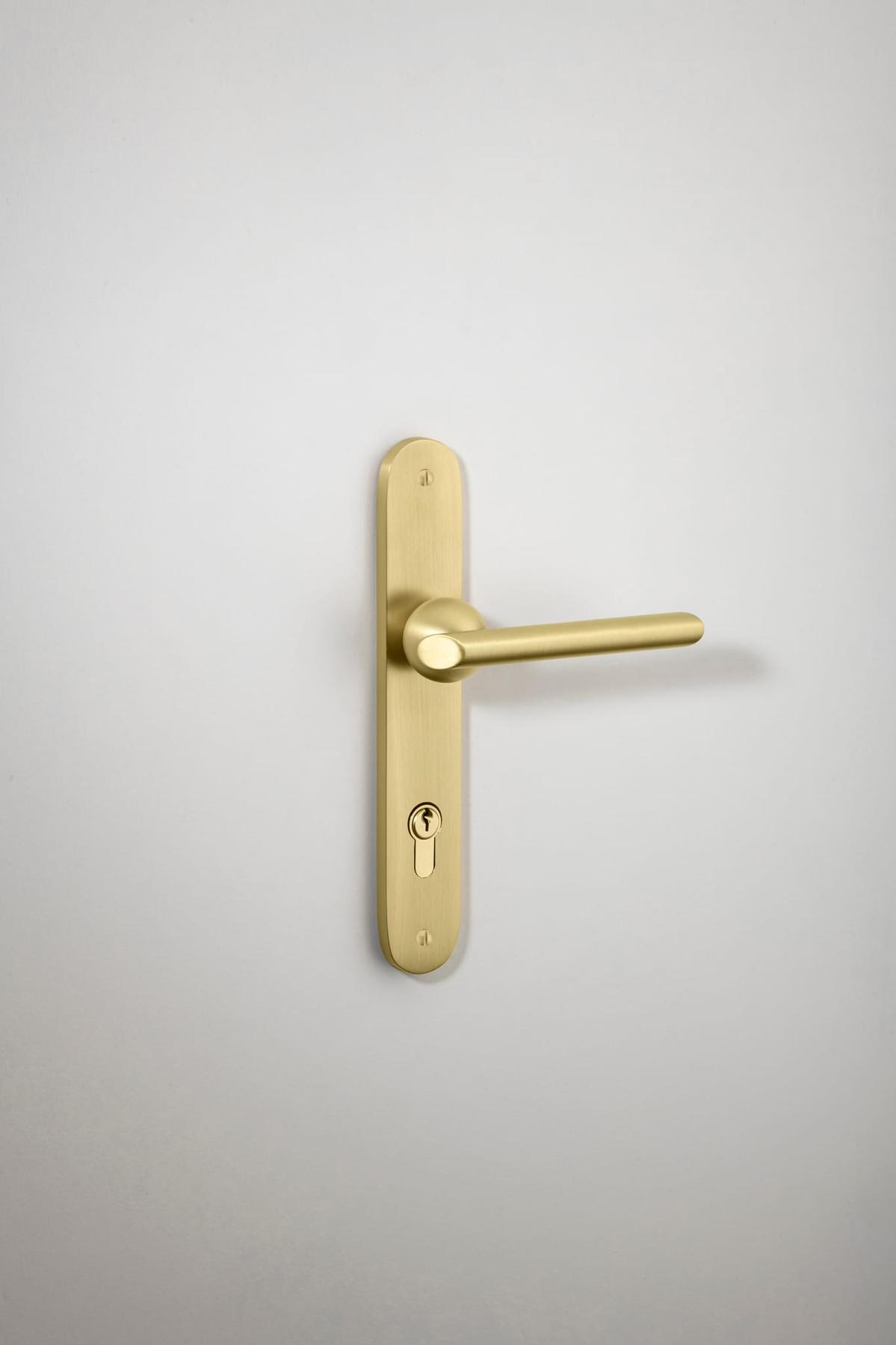 Futurismo Door Lever – Oval Backplate – Champagne PVD – 13436E85