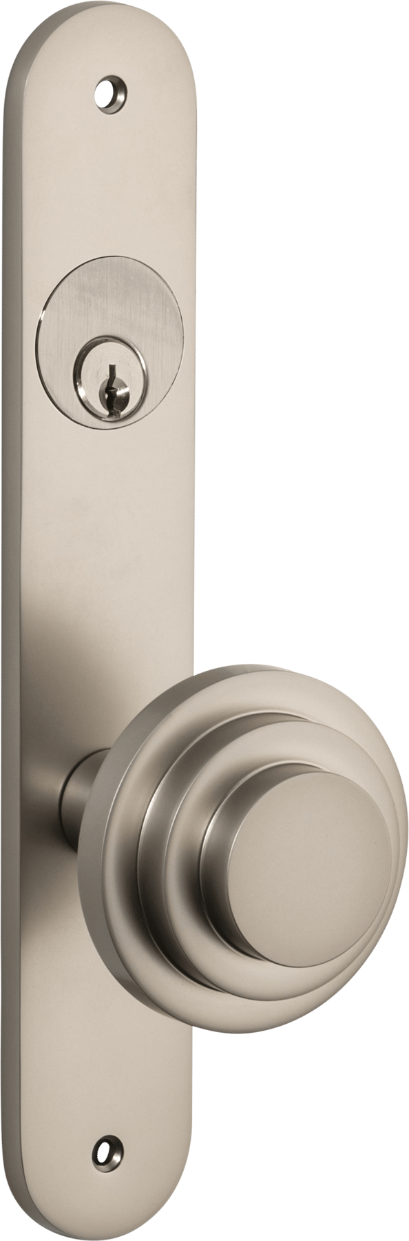 Zzzigurat Door Knob – Oval Backplate – Smooth Nickel – 14888KLE92