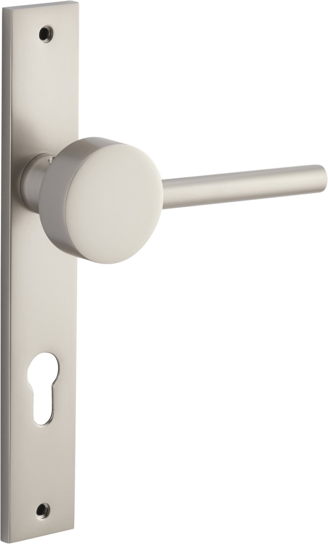 Geppetto Door Lever – Rectangular Backplate – Smooth Nickel – 14908E85