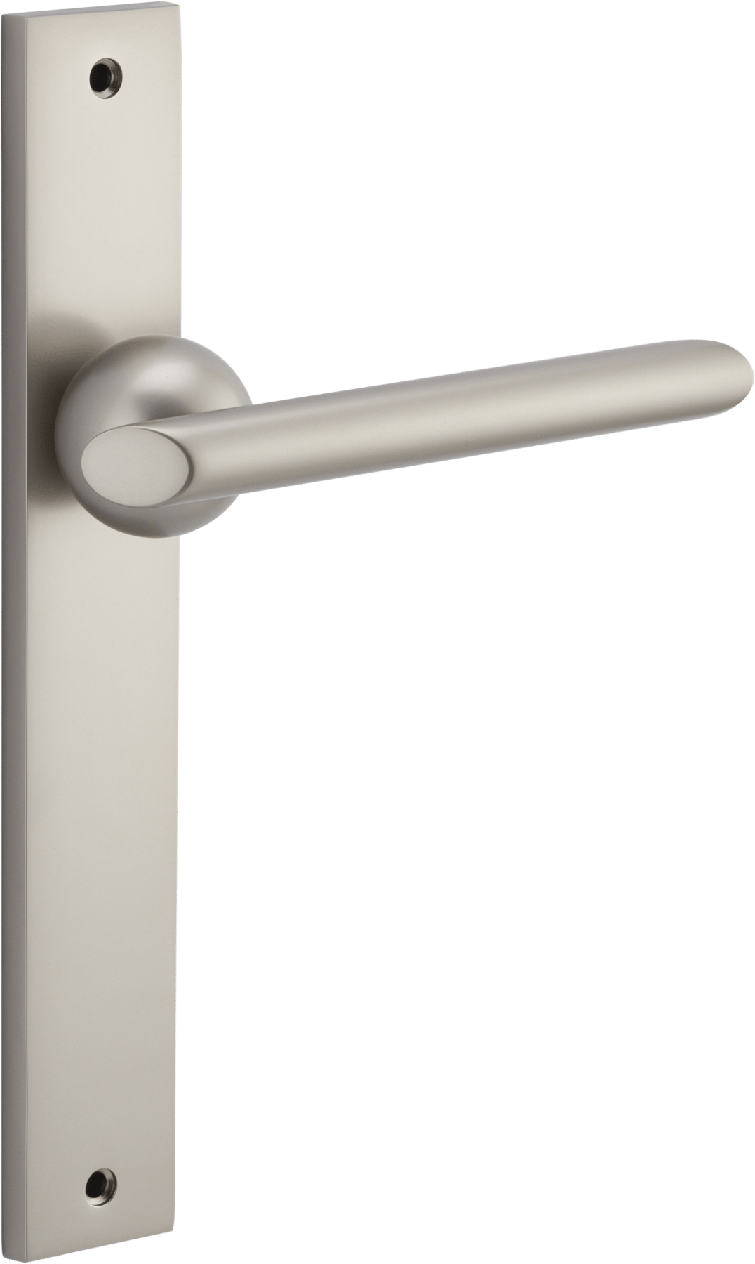 Futurismo Door Lever – Rectangular Backplate – Smooth Nickel – 14932