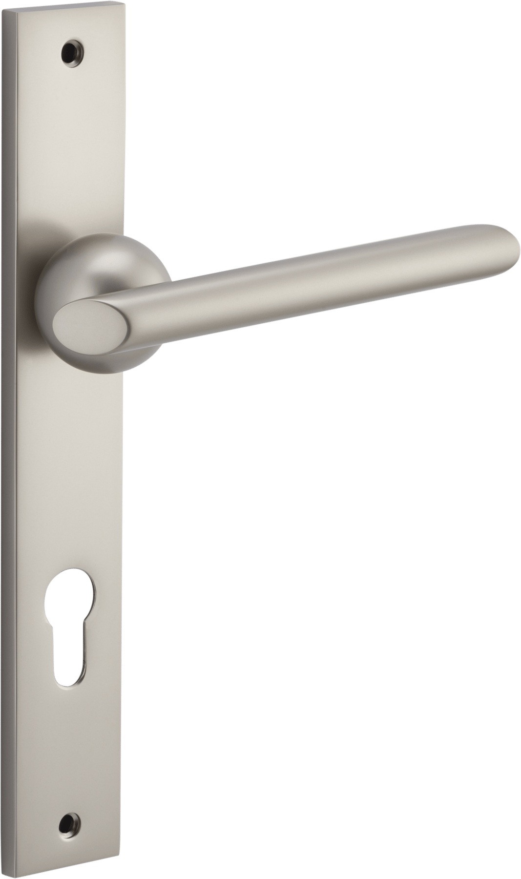 Futurismo Door Lever – Rectangular Backplate – Smooth Nickel – 14932E85