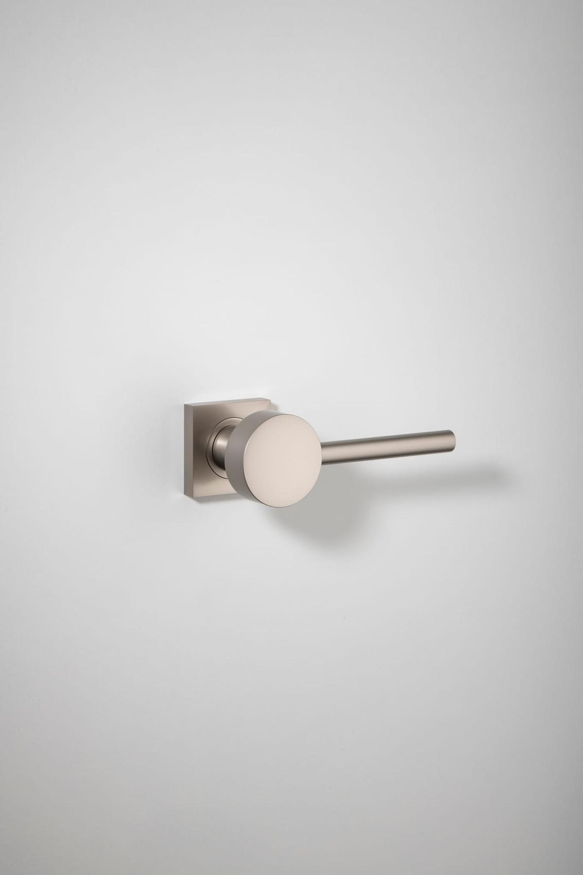 Geppetto Door Lever – Square Rose – Smooth Nickel – 21259