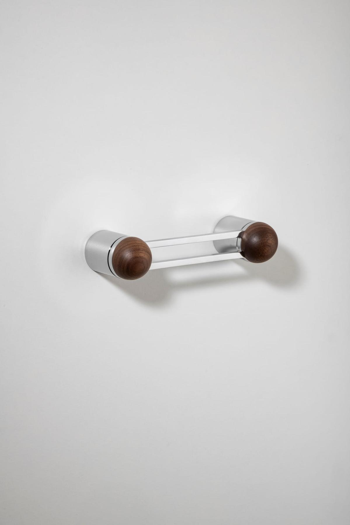 H04 Pull Handle Short – American Walnut/Polished Chrome – 30101