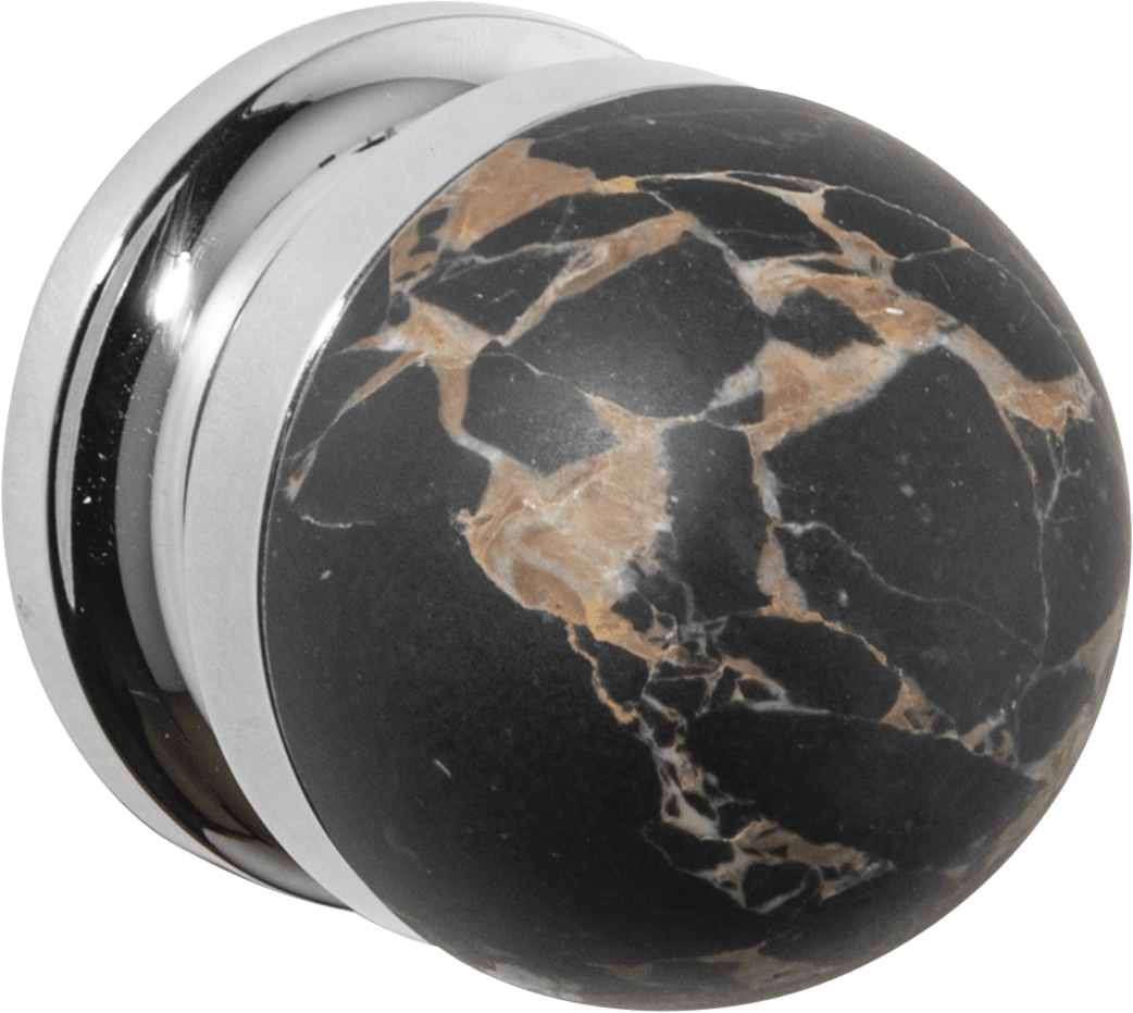 H02 Knob on Rose – Round Rose – Portoro Gold/Polished Chrome – 30200