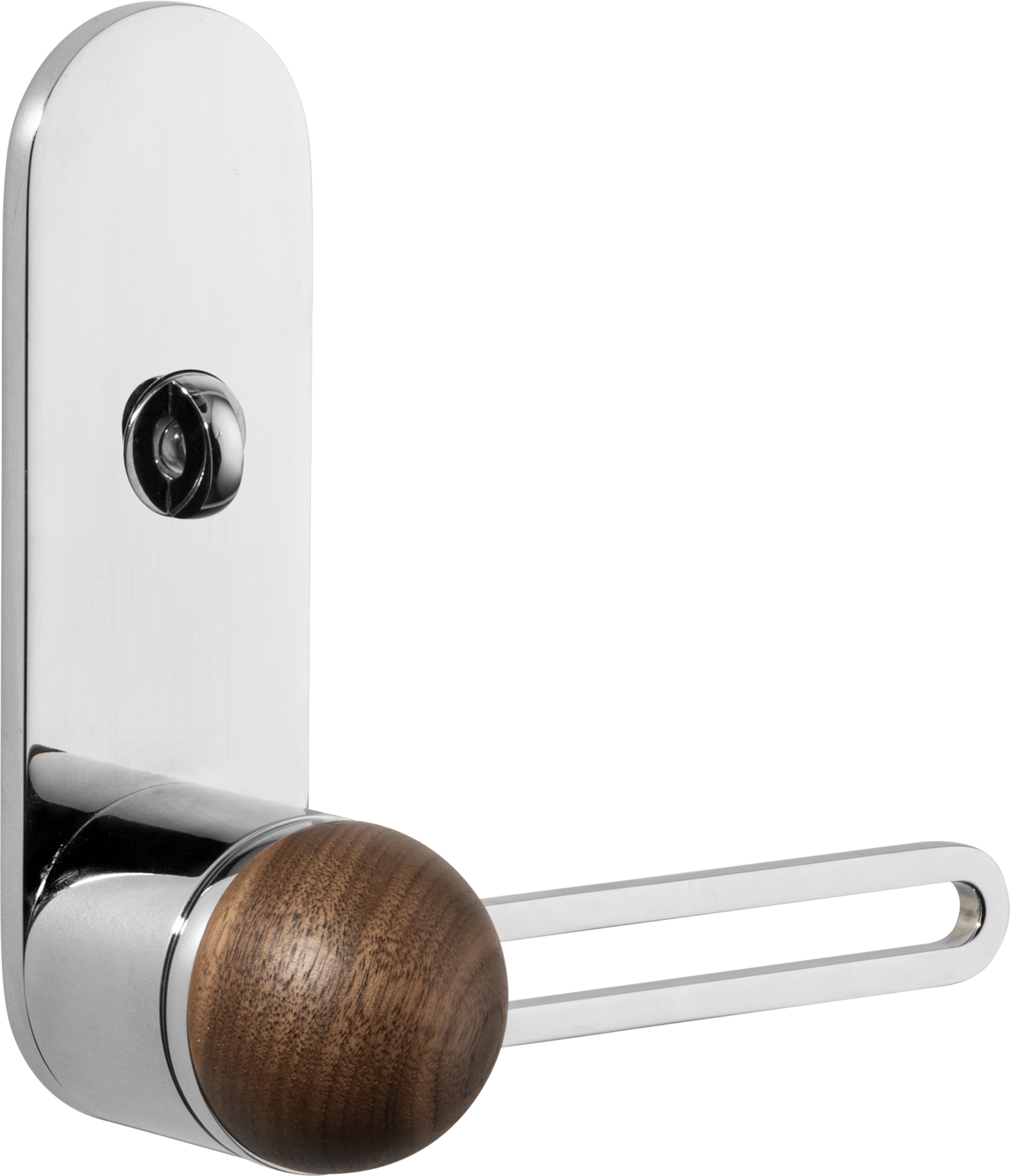 H01 Lever – Oval Backplate – American Walnut/Polished Chrome – 30211LLP62