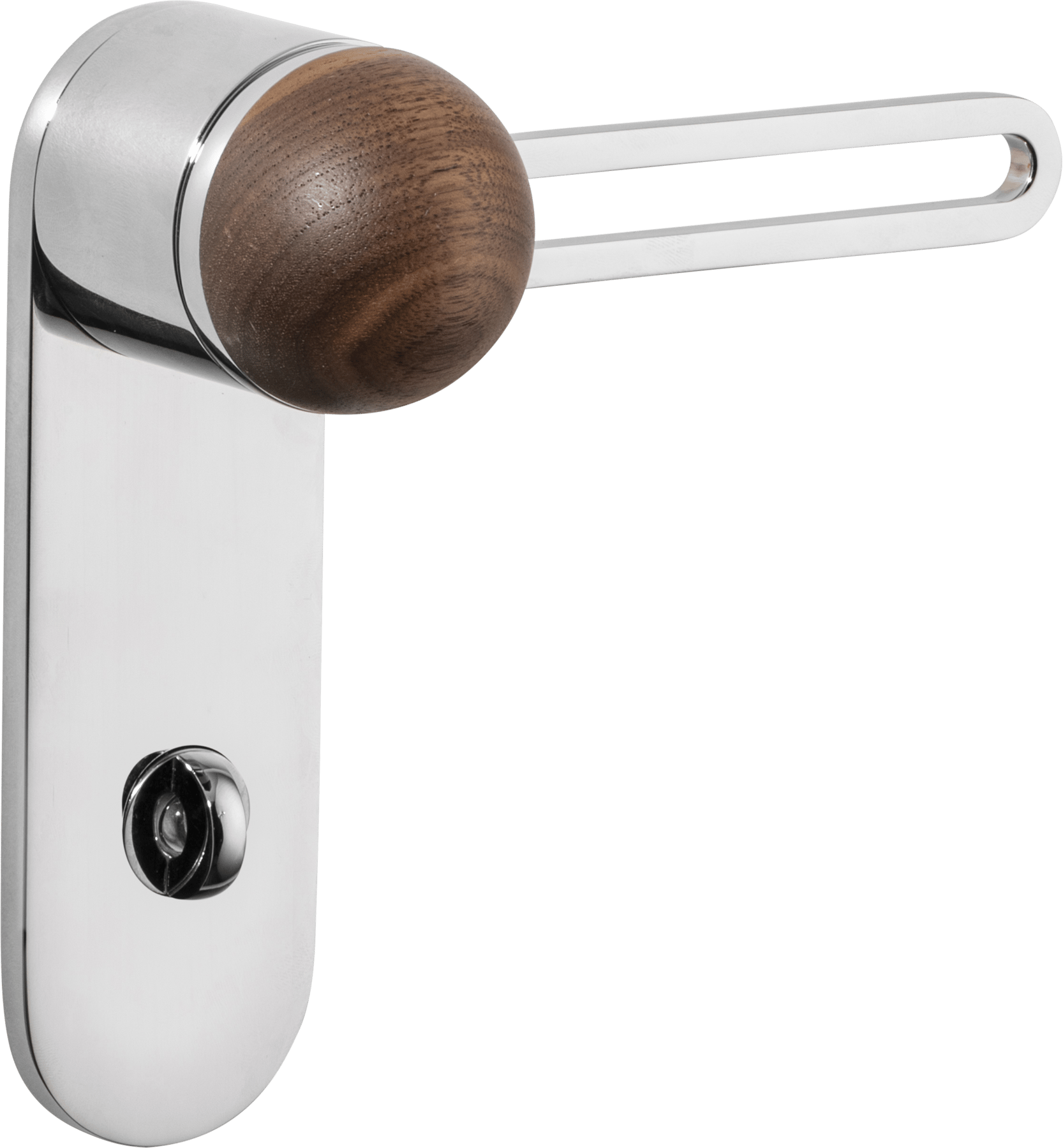 H01 Lever – Oval Backplate – American Walnut/Polished Chrome – 30211P85