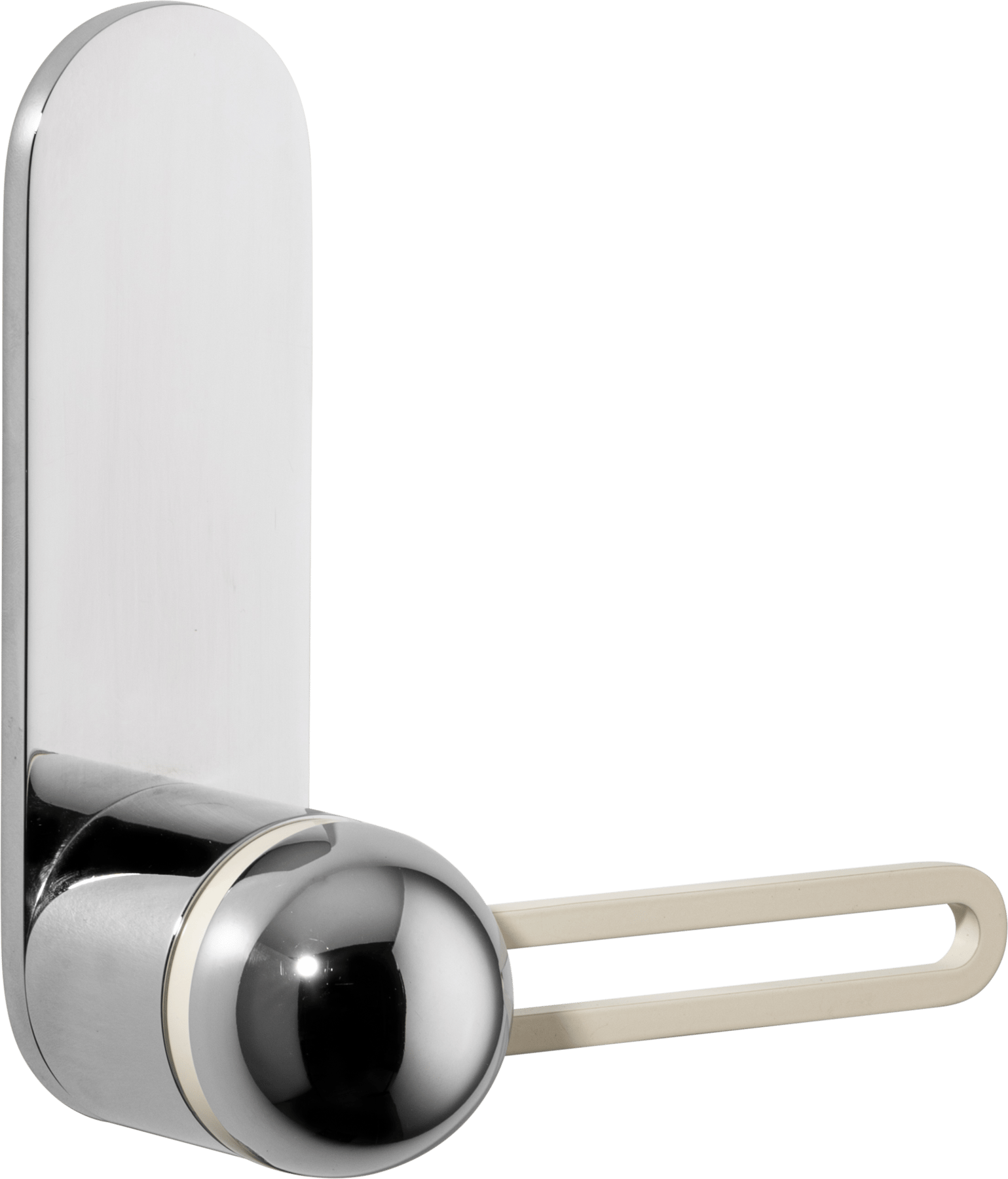 H01 Lever – Oval Backplate – Polished Chrome/Bone/Polished Chrome – 30212LL