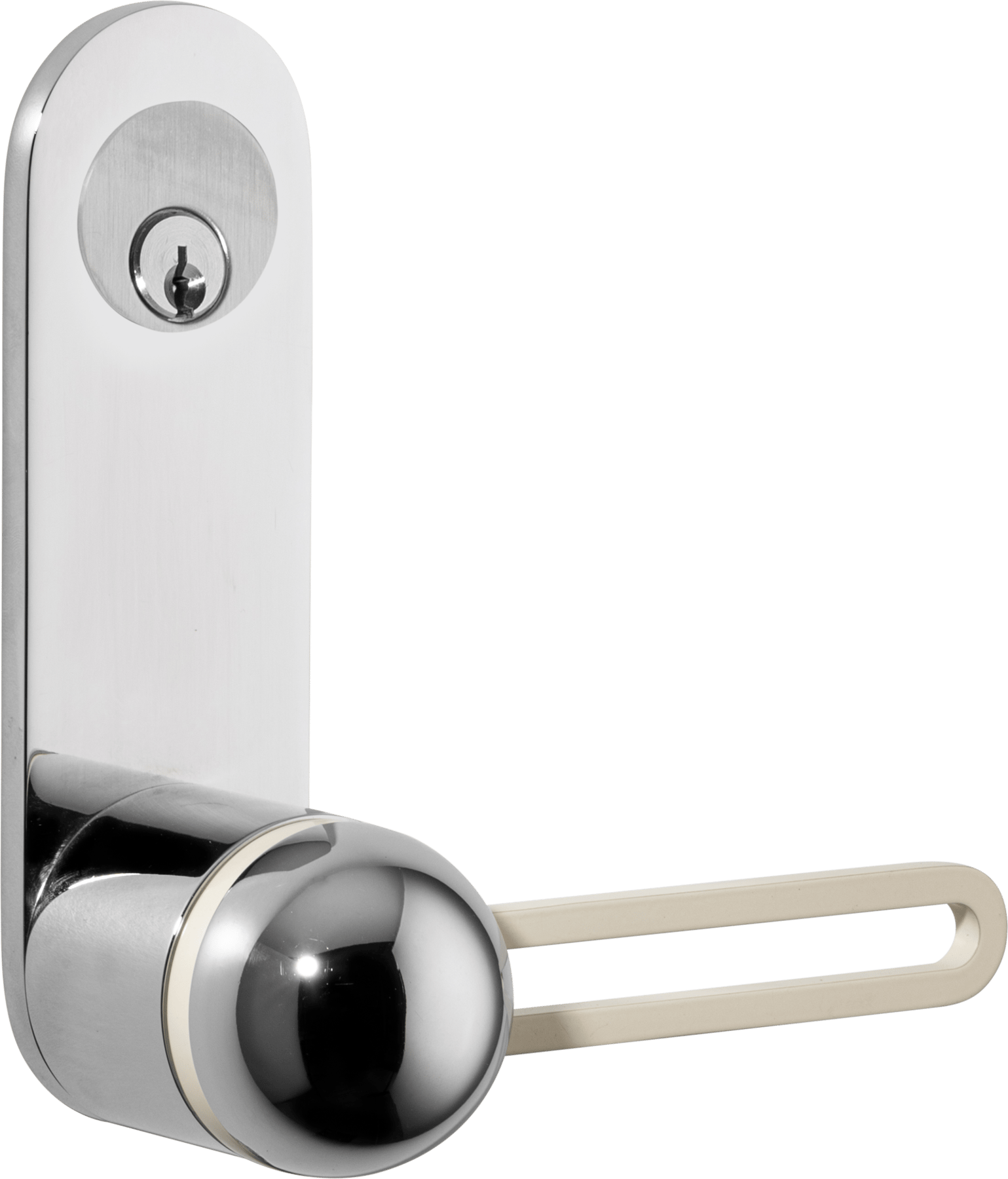 H01 Lever – Oval Backplate – Polished Chrome/Bone/Polished Chrome – 30212LLE92