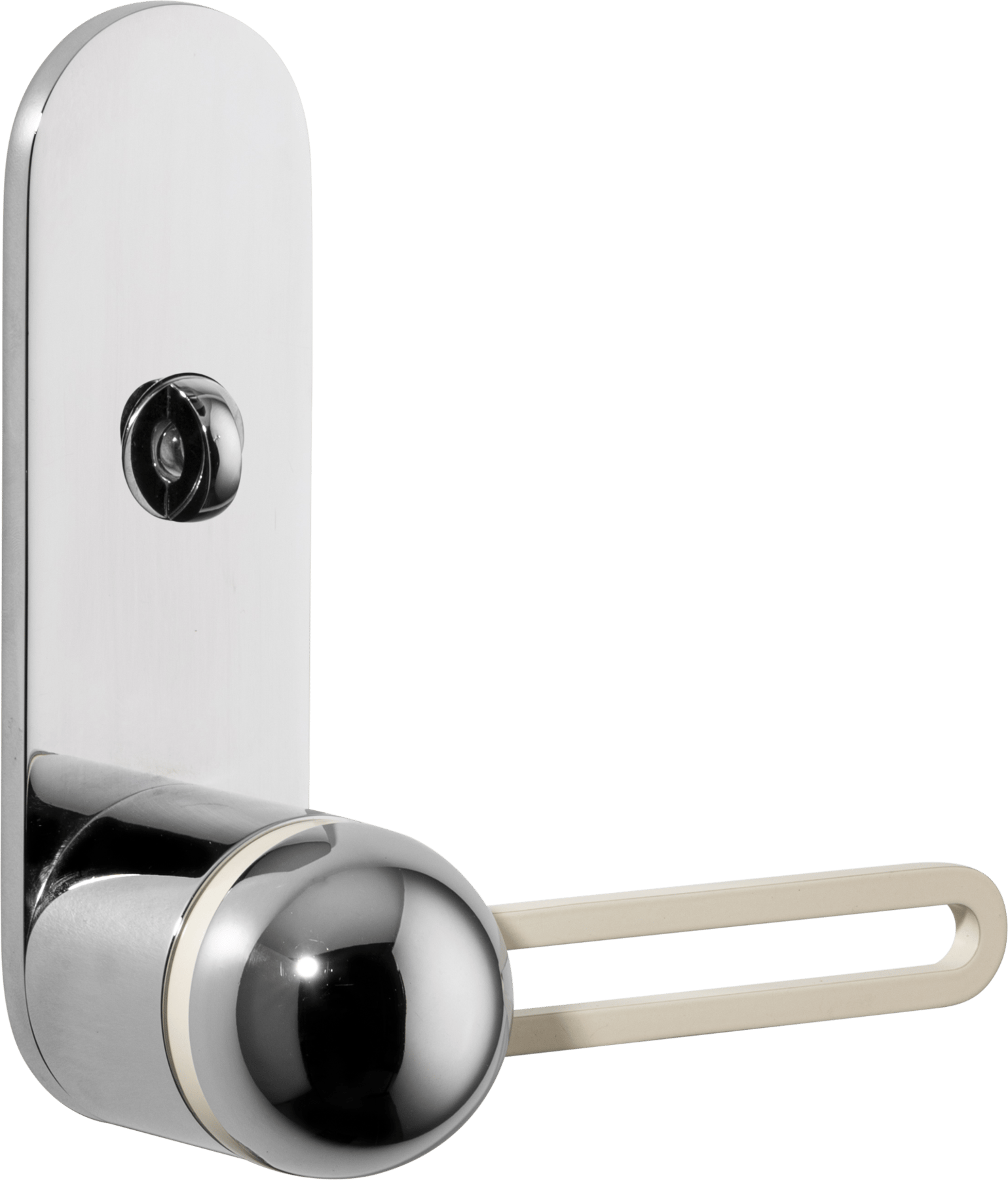 H01 Lever – Oval Backplate – Polished Chrome/Bone/Polished Chrome – 30212LLP62