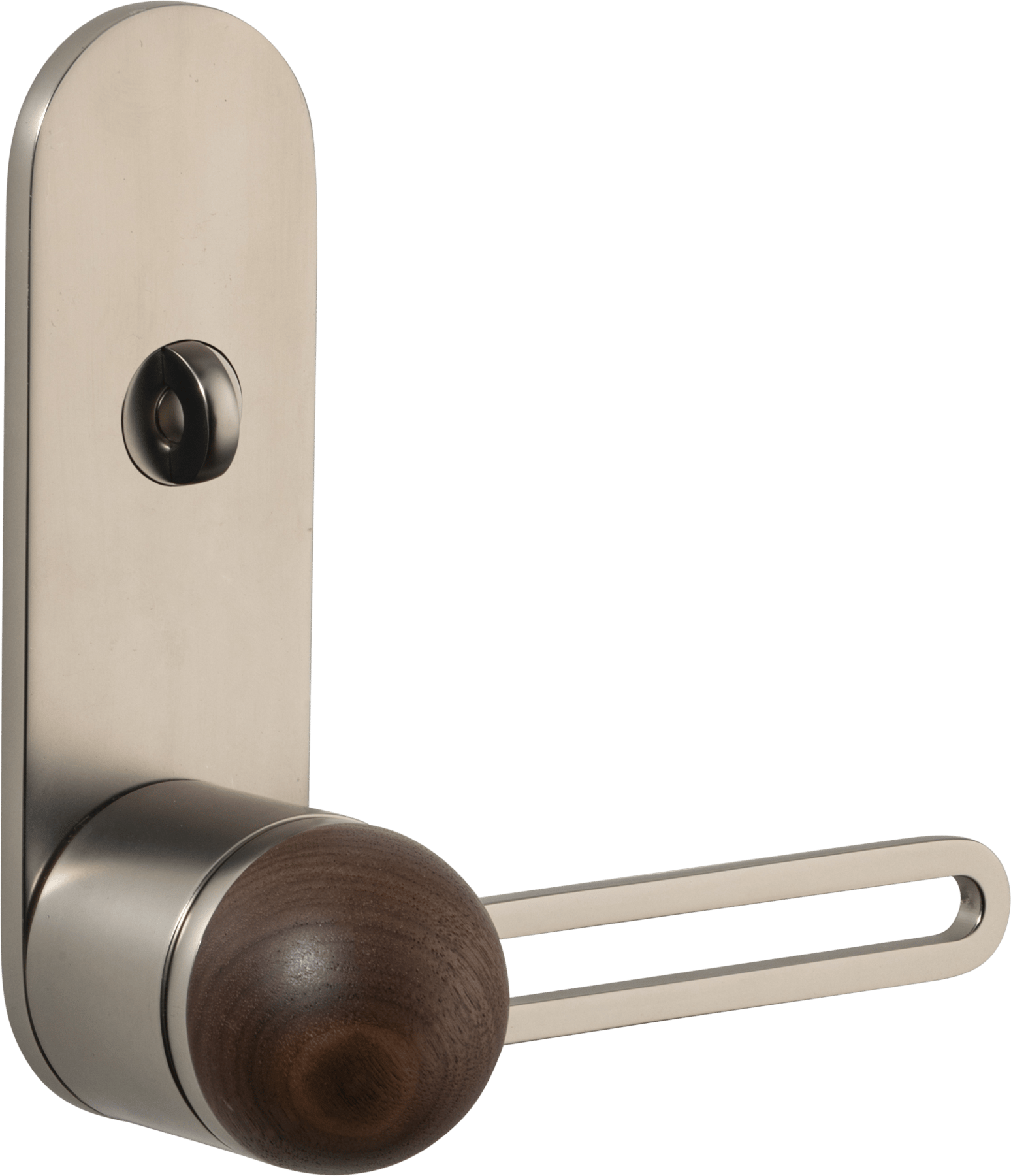 H01 Lever – Oval Backplate – American Walnut/Smooth Nickel – 30216LLP62