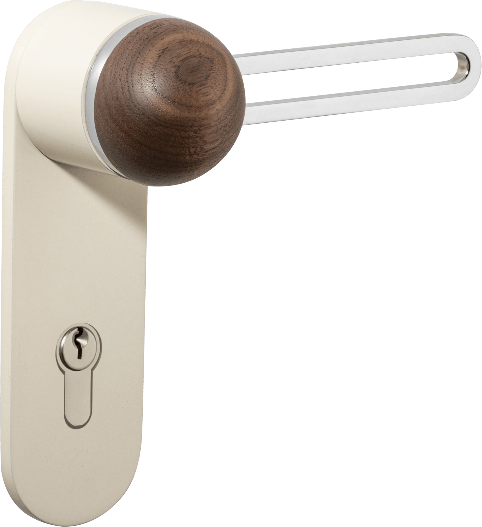 H01 Lever – Oval Backplate – American Walnut/Polished Chrome/Bone – 30221E85