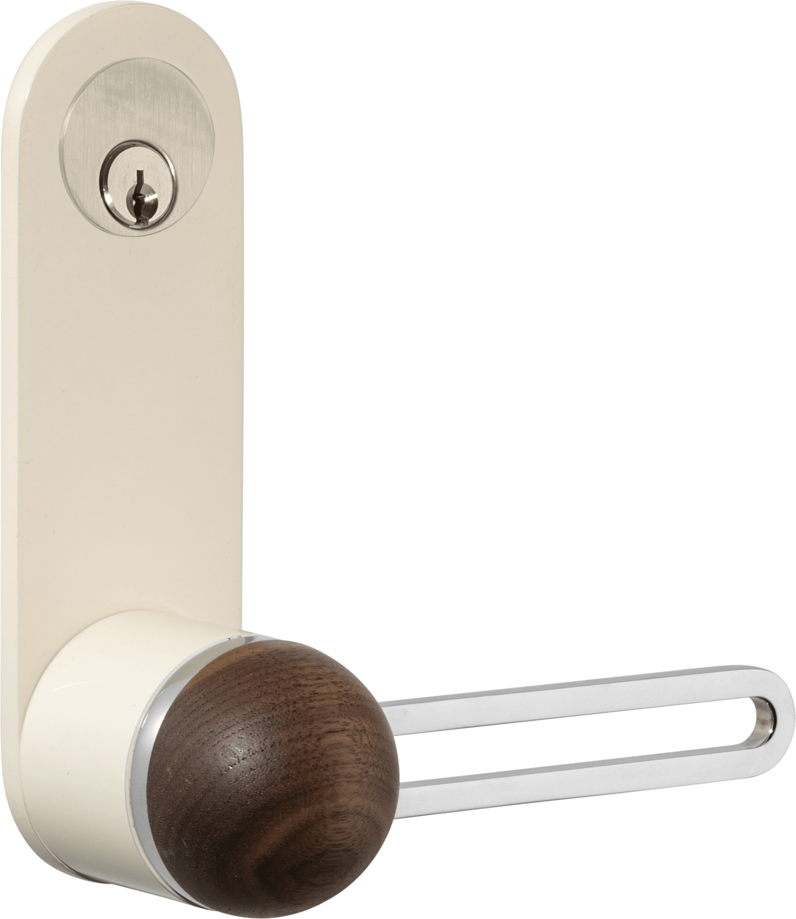 H01 Lever – Oval Backplate – American Walnut/Polished Chrome/Bone – 30221LLE92