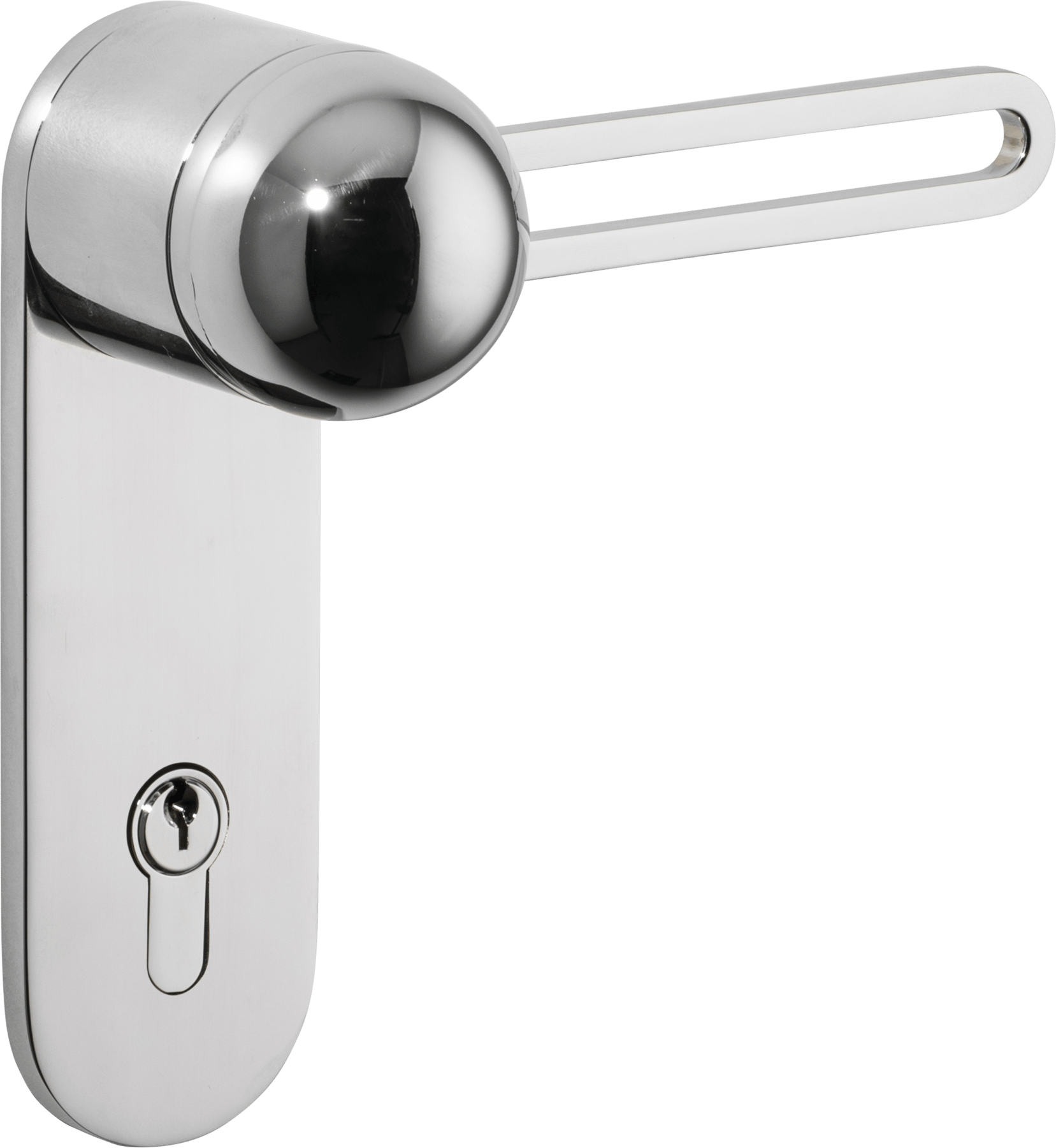 H01 Lever – Oval Backplate – Polished Chrome/Polished Chrome – 30222E85