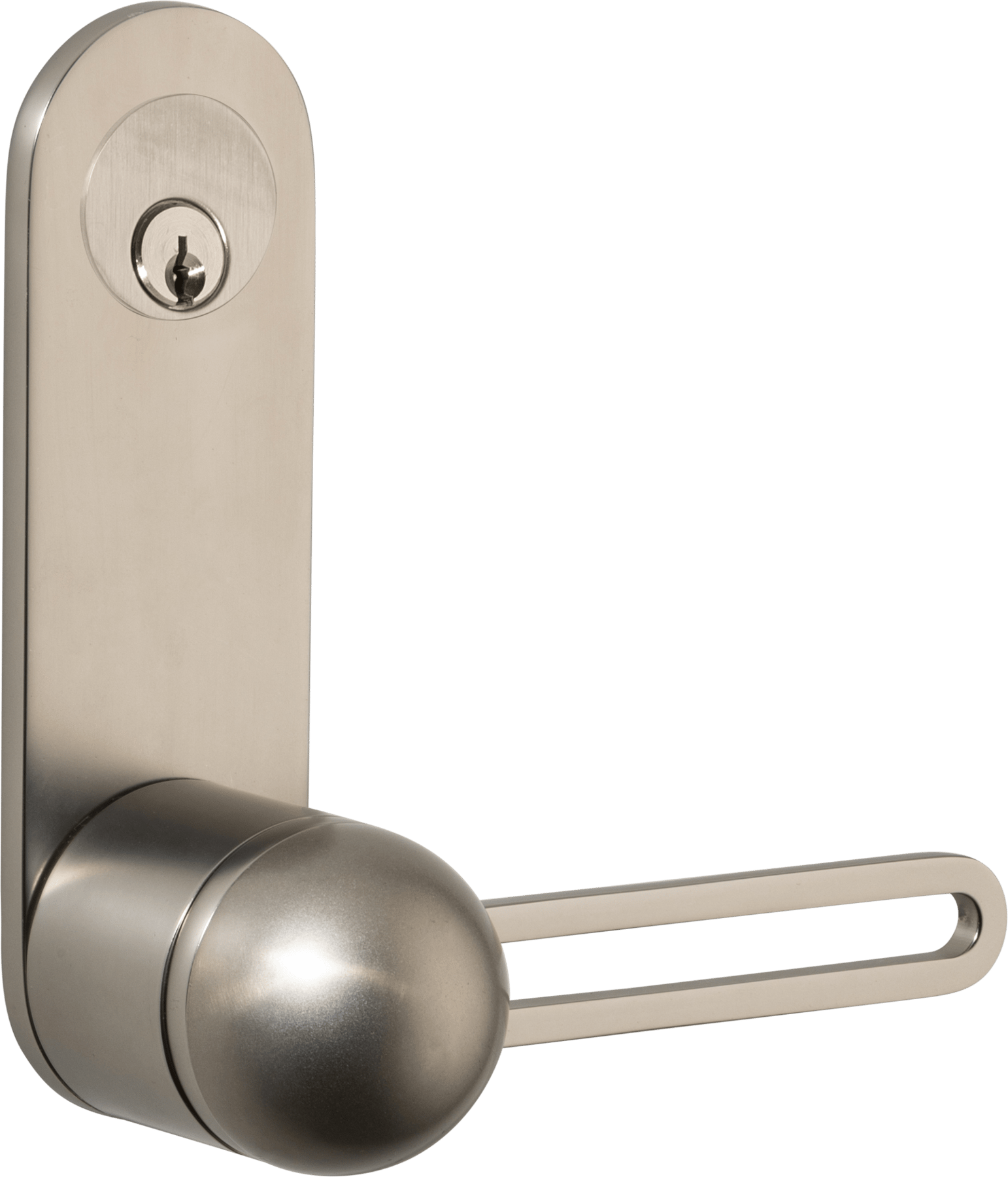 H01 Lever – Oval Backplate – Smooth Nickel/Smooth Nickel – 30224LLE92