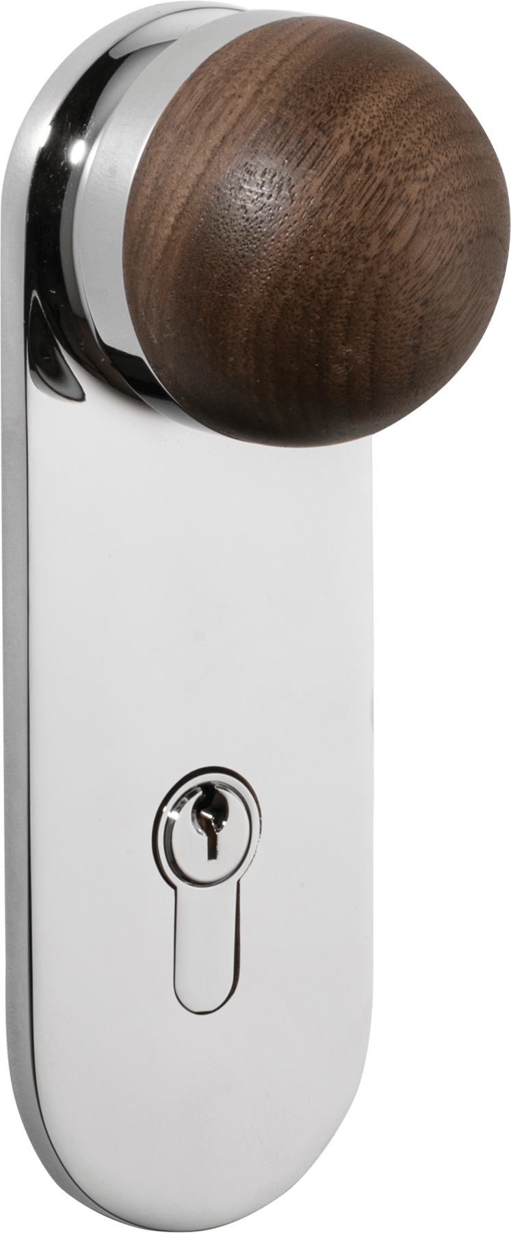 H02 Knob – Oval Backplate – American Walnut/Polished Chrome – 30231E85