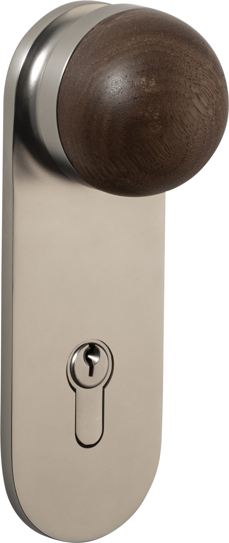 H02 Knob – Oval Backplate – American Walnut/Smooth Nickel – 30233E85