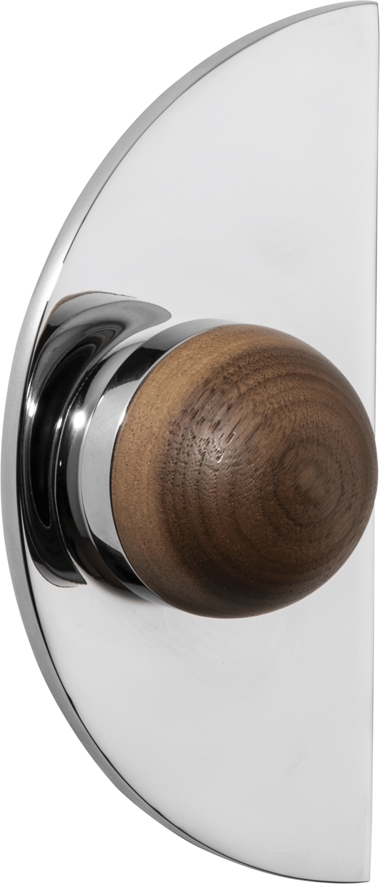 H03 Knob on Backplate Half Moon – American Walnut/Polished Chrome – 30241